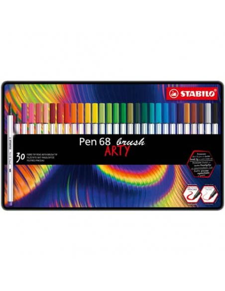 Pennarello Stabilo Arty Line Pen 68 brush punta a pennello conf. 30 colori assortiti - 568/30-31-20