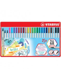 Pennarello Stabilo Pen 68 brush - punta a pennello M conf. 25 colori assortiti 1 mm - 568/25-321