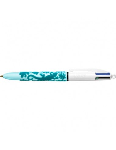 Penna a sfera a scatto BIC 4 Colours Velours M 1 mm in conf. 12 fantasie assortite - 9672771