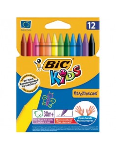 Pastelli in plastica BIC Kids Plastidecor in conf. da 12 colori assortiti - 9457645