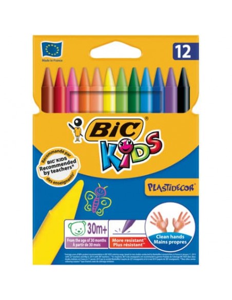 Pastelli in plastica BIC Kids Plastidecor in conf. da 12 colori assortiti - 9457645