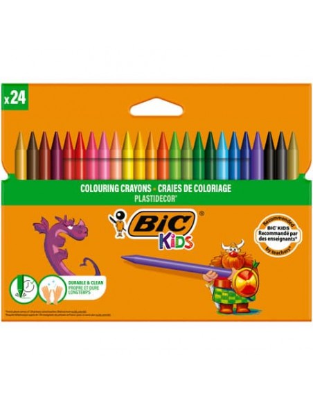 Pastelli in plastica BIC Kids Plastidecor - 24 colori assortiti - 8297724