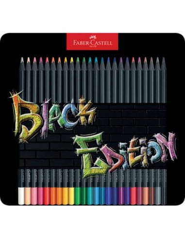 Matite colorate Faber-Castell Black Edition - colori assortiti - astuccio in metallo - conf. 24 pezzi - 116425