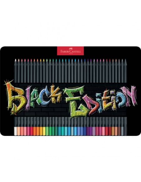 Matite colorate Faber-Castell Black Edition - colori assortiti - astuccio in metallo - conf. 36 pezzi  - 116437