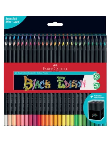 Matite colorate Faber-Castell Black Edition - colori assortiti - astuccio in cartone - conf. 50 pezzi - 116450