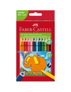 Matite colorate Jumbo Faber Castell forma triangolare - colori assortiti - conf. 12 pezzi - 116501