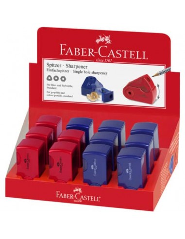 Temperamatite 1 foro Faber-Castell Sleeve con serbatoio - colore rosso/blu - 182711