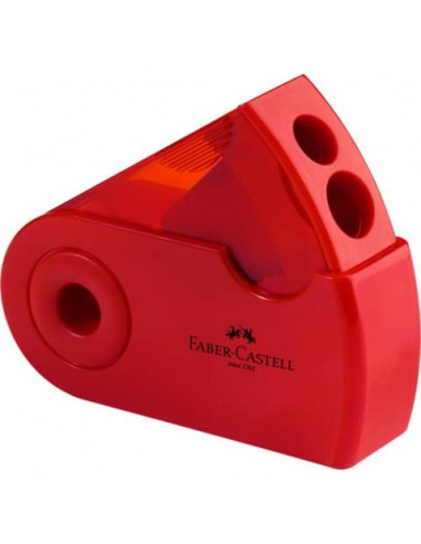 Temperamatite 2 fori Faber-Castell Sleeve con serbatoio colore rosso/blu - 182701