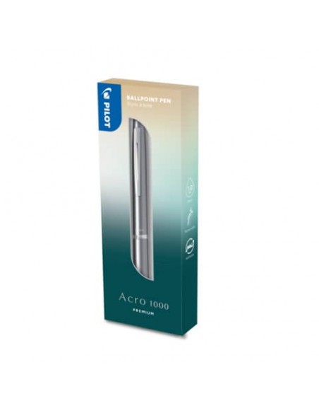 Penna a sfera a scatto Pilot Acroball 1000 1 mm colore argento in confezione regalo - 011253
