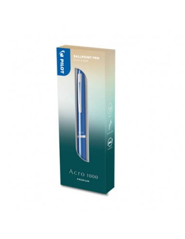 Penna a sfera a scatto Pilot Acroball 1000 1 mm colore blu metallico in confezione regalo - 011252