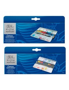 Acquerello tascabile Cotman 12 mezzi godet assortiti in scatola di metallo - 0390453