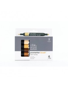Pennarelli doppia punta Winsor&Newton Promarker brush 6 colori assortiti carne - 0290127
