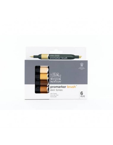 Pennarelli doppia punta Winsor&Newton Promarker brush 6 colori assortiti carne - 0290127