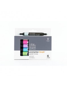 Pennarelli doppia punta Winsor&Newton Promarker brush 6 colori assortiti pastello - 0290125