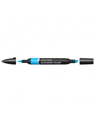 Pennarelli doppia punta Winsor&Newton Promarker brush cyan C847 - 0204207