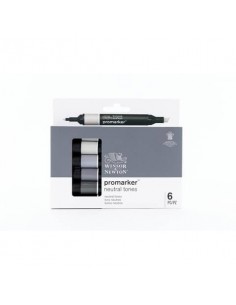 Pennarelli doppia punta Winsor&Newton Promarker 6 colori assortiti neutri - 0290154