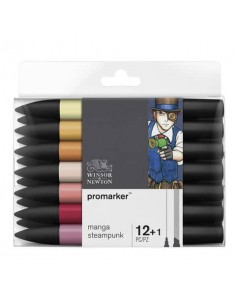 Pennarelli doppia punta Winsor&Newton Promarker 12 colori assortiti manga steampunk - 0290143