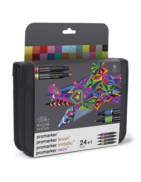 Astuccio pennarelli doppia punta Winsor&Newton Promarker assortiti - conf. 24 pezzi - 0290037