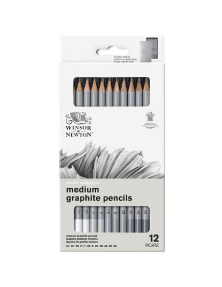 Set matite in grafite Winsor&Newton Studio Collection scatola in metallo 12 pezzi - 0490008