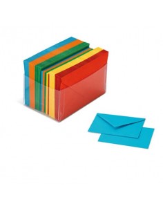 Biglietti augurali con busta Favini Burano Arcobaleno 9x14 cm in conf. 100 mix colori forti/tenui - A57X154
