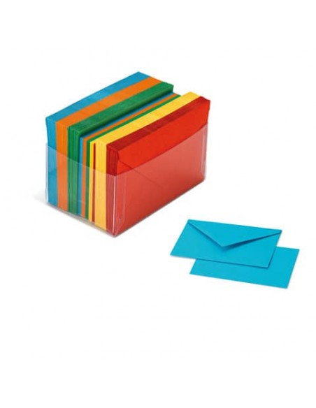 Biglietti augurali con busta Favini Burano Arcobaleno 9x14 cm in conf. 100 mix colori forti/tenui - A57X154