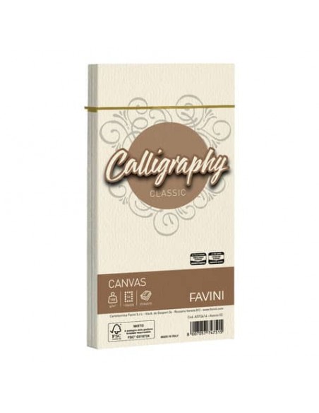 Carta canvas Favini Calligraphy buste per carta da lettere da stampare 100 g/m² 11x22 25 buste cm avorio - A57Q414