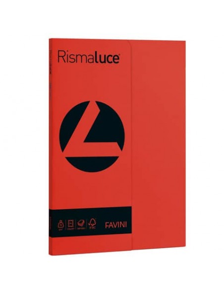 Carta colorata Favini Rismaluce colori forti 90 g/m² A4 - risma da 100 ff scarlatto - A69C144