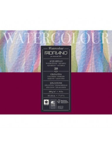 Blocco collato Fabriano Watercolour grana fine 20 fogli 18x24 cm - 200 g - 72611824