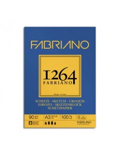 Blocco collato Fabriano 1264 schizzi 90 g A3 - 100 fogli - 19100633