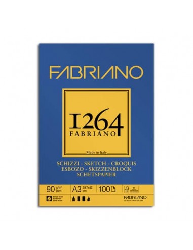 Blocco collato Fabriano 1264 schizzi 90 g A3 - 100 fogli - 19100633