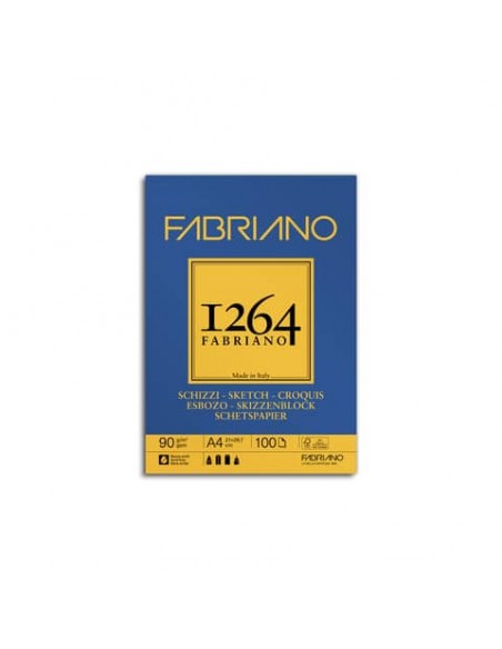Blocco collato Fabriano 1264 schizzi 90 g A4 - 100 fogli - 19100632