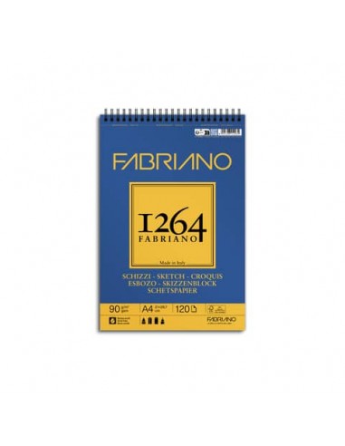 Blocco spiralato Fabriano 1264 schizzi 90 g 120 fogli A4 - spirale lato corto - 19100637