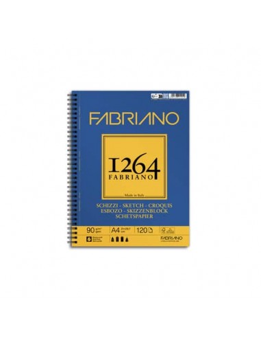 Blocco spiralato Fabriano 1264 schizzi 90 g 120 fogli A4 - spirale lato lungo - 19100635