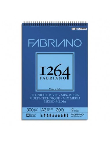 Blocco spiralato tecniche miste Fabriano 1264 - 300 g A3 - 30 fogli - 19100644