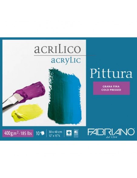 Blocco collato Fabriano Pittura grana fine 400 g 30x40 cm - 40003040