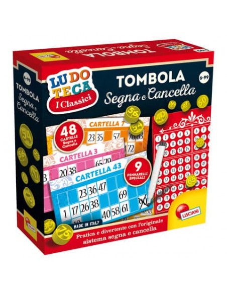 Gioco in scatola Lisciani Ludoteca Tombola Segna e Cancella 48 cartelle - 56996