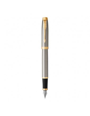Penna stilografica Parker IM punta M inchiostro blu Brushed Metal GT - 1931656