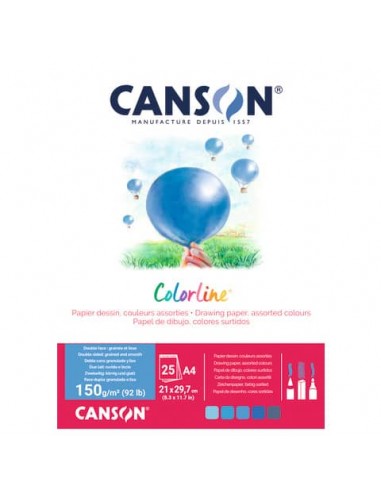 Album da disegno Canson Colorline® A4 150 g/m² 25 ff assortimento Acqua C31074P002
