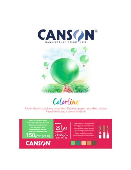 Album da disegno Canson Colorline® A4 150 g/m² 25 ff assortimento Terra C31074P003