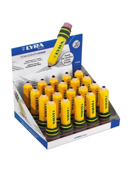 Espositore 20 gomme matita Lyra Temagraph Eraser 2x7 cm - L7417201