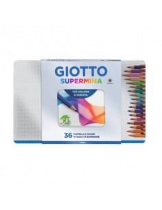 Matite colorate Giotto Supermina in scatola di metallo conf. 36 colori assortiti - F236900