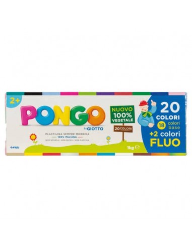 Panetti di plastilina vegetale modellabile 50 g Pongo conf. da 20 colori assortiti  F601000
