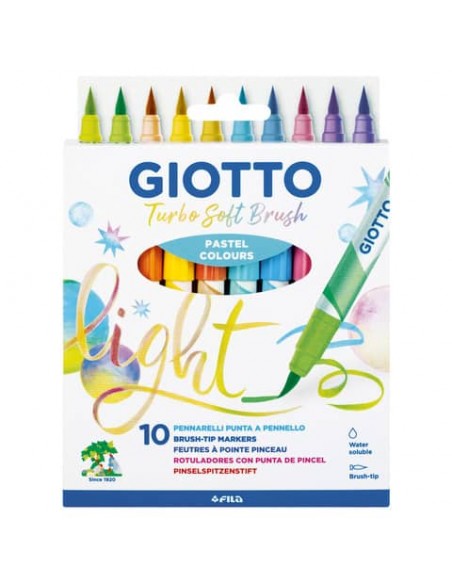 Pennarelli acquerellabili con punta a pennello Giotto Turbo Soft Brush conf. 10 colori assortiti Pastel - F426900