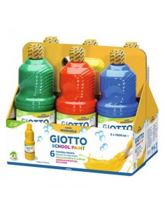 Tempera pronta Giotto School Paint in flacone 1 L - conf. da 6 colori assortiti - F530900