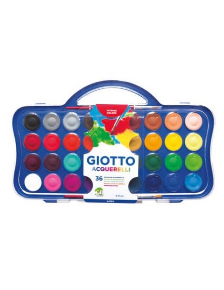 Acquerelli Giotto Ø 30 mm 36 colori assortiti + 2 pennelli - F353600