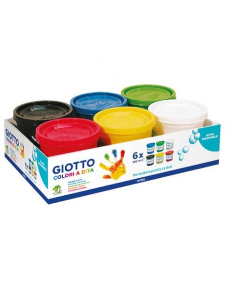 Colori a dita Giotto assortiti 6 vasetti da 200 ml - F535000