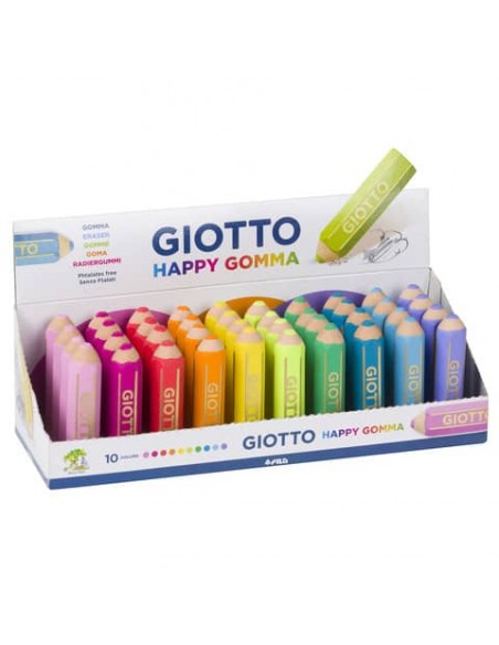 Espositore 40 gomme Giotto Happy Gomma colori assortiti arcobaleno - F233800