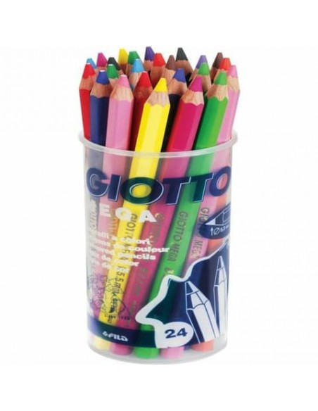 Matite colorate Giotto Mega in barattolo conf. da 24 colori assortiti - F519700