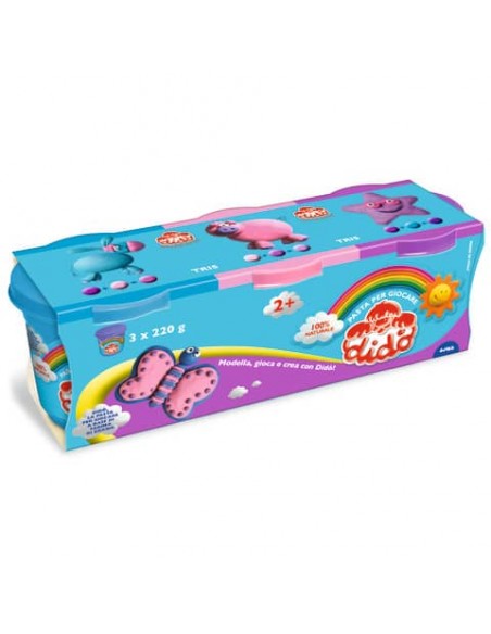 Pasta modellabile Didò Tris 220 g - conf. 3 pezzi - azzurro