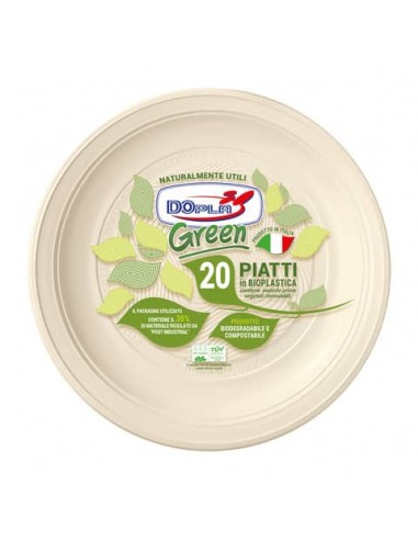 Piatti frutta in Mater-BI Dopla Green avorio conf. 20 pz frutta Ø 170 mm 45027